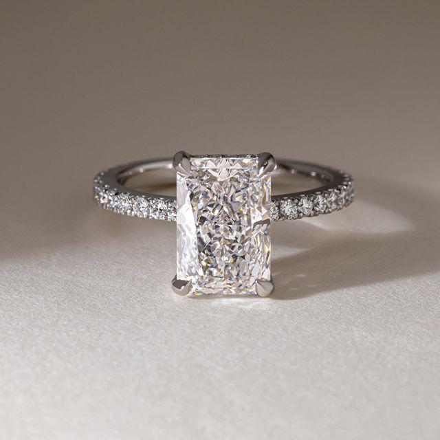 1.50ct Lab Grown Radiant Platinum Sadie Hidden Halo Engagement Ring