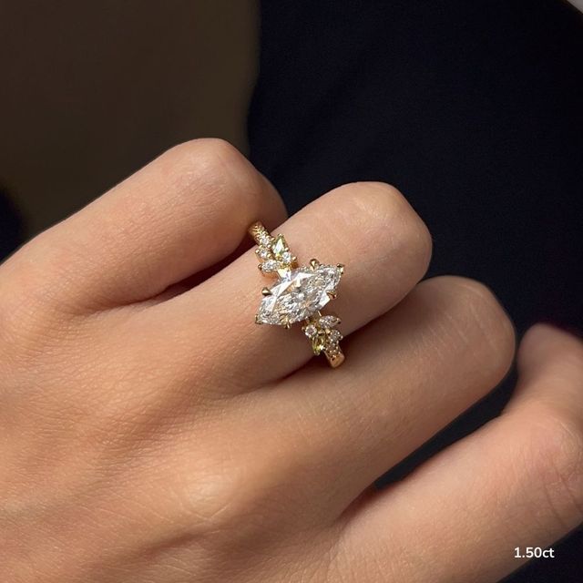 Sphinx Yellow Gold Flower Engagement Ring