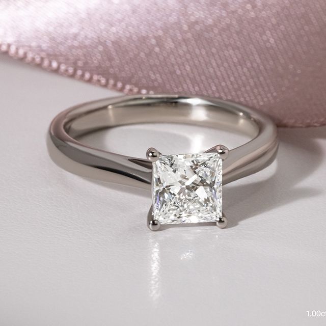 1.00ct Lab Grown Princess Platinum Serena Solitaire Engagement Ring