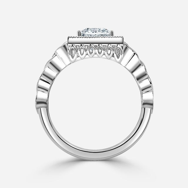 Ashwin White Gold Grain Set Celtic Engagement Ring