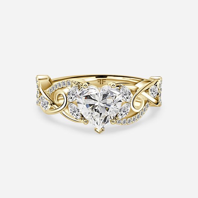 Fidus Amor Yellow Gold Flower Diamond Band Ring