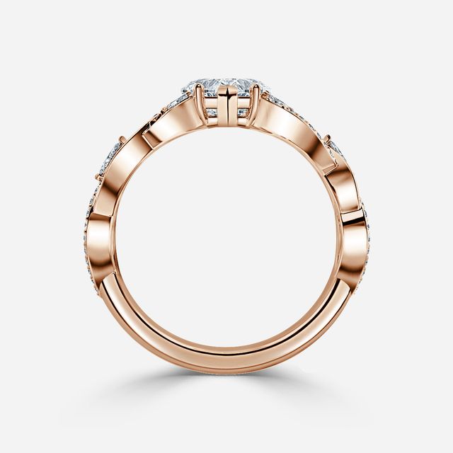 Fidus Amor Rose Gold Flower Diamond Band Ring