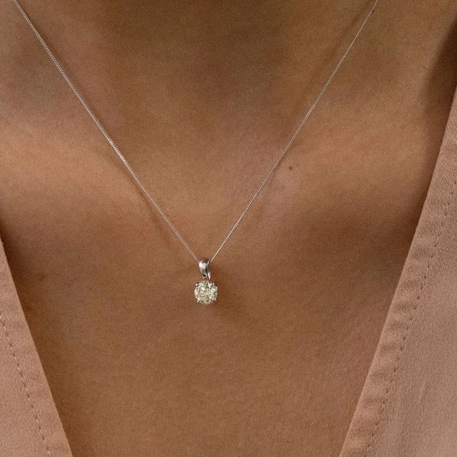 Round Solitaire Earth Mined Pendant In White Gold