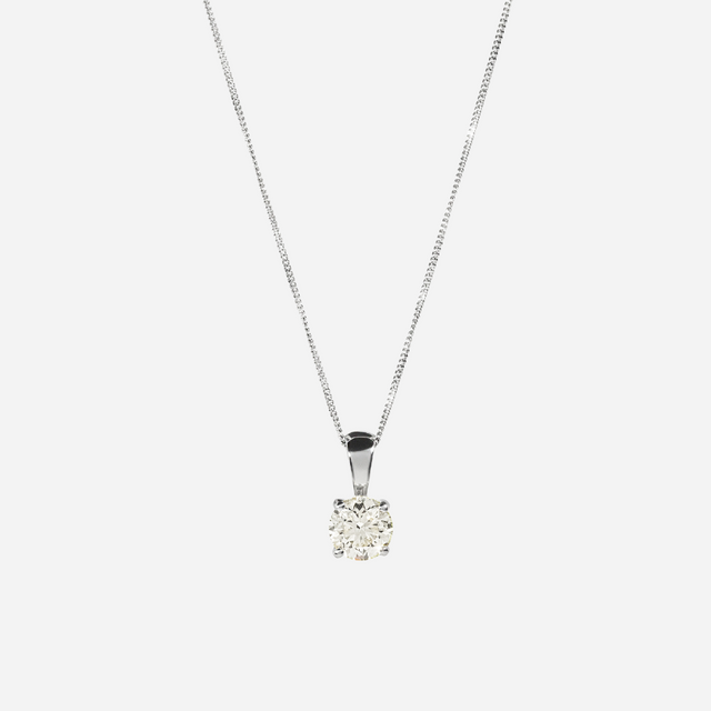 Round Solitaire Earth Mined Pendant In White Gold