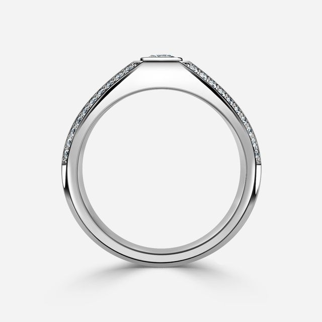 Dorian Platinum Men's Bezel Set Engagement Ring