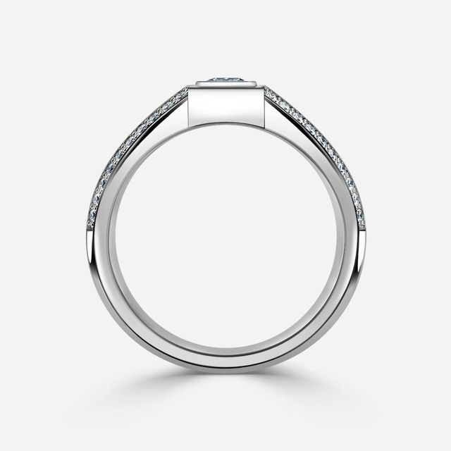 Dorian White Gold Men's Bezel Set Engagement Ring