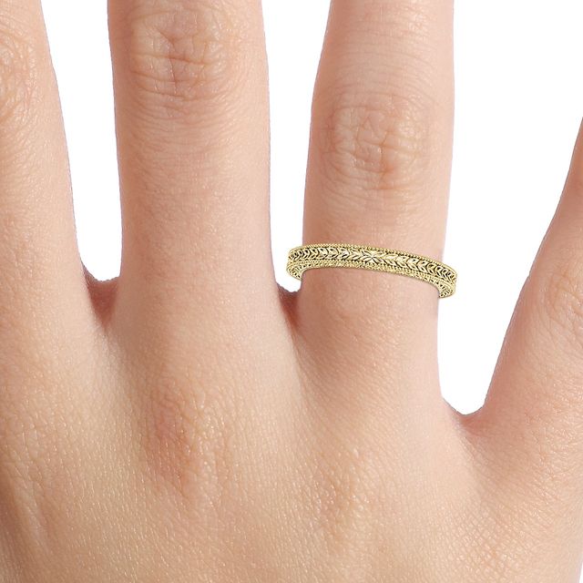 Viana 2.0mm Yellow Gold Grain Set Wedding Band