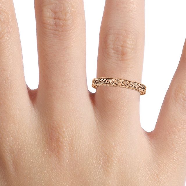 Viana 2.5mm Rose Gold Grain Set Wedding Band