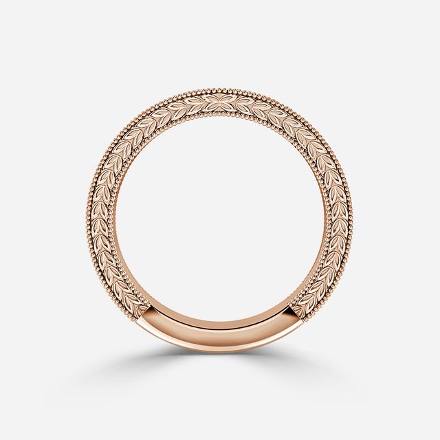 Viana 3.0mm Rose Gold Grain Set Wedding Band