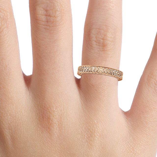 Viana 3.0mm Rose Gold Grain Set Wedding Band