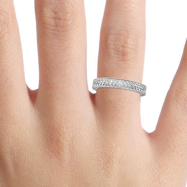 Viana 3.0mm Platinum Grain Set Wedding Band