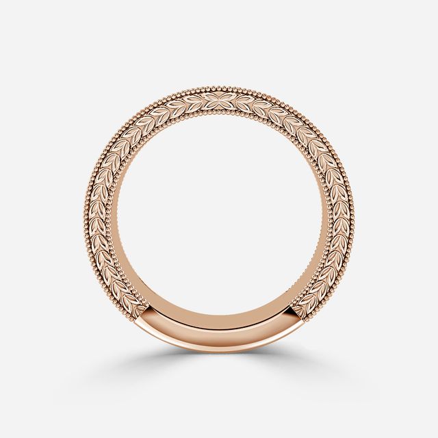 Viana 4.0mm Rose Gold Grain Set Wedding Band