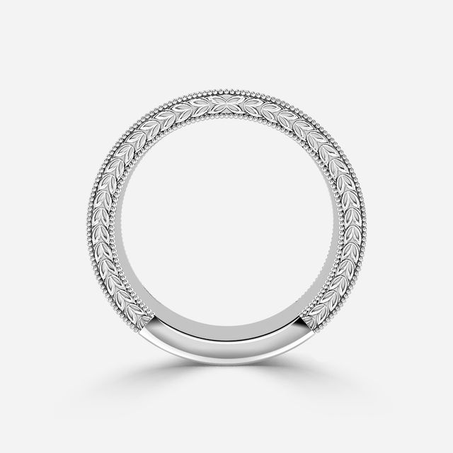 Viana 4.0mm White Gold Grain Set Wedding Band