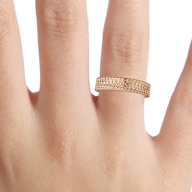 Viana 4.0mm Rose Gold Grain Set Wedding Band