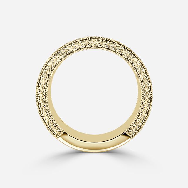 Viana 5.0mm Yellow Gold Grain Set Wedding Band
