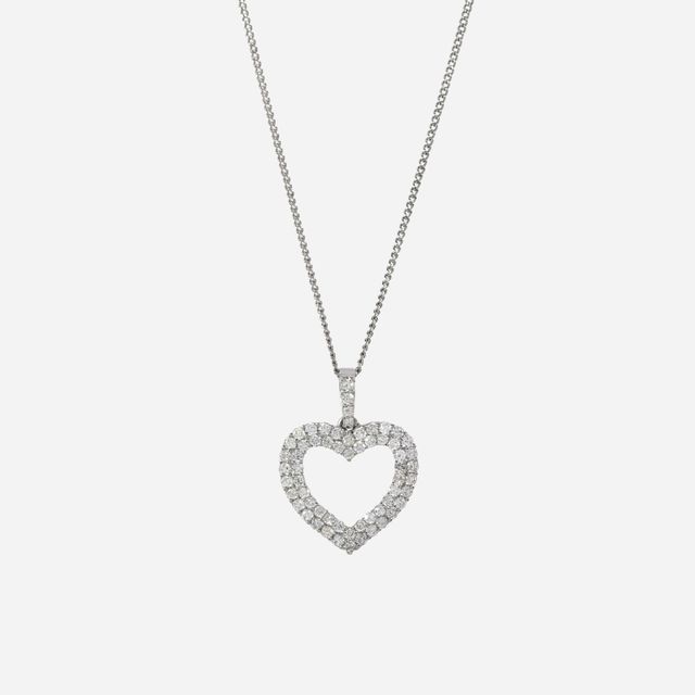 Heart Halo Earth Mined Diamond Pendant 0.50ct In White Gold