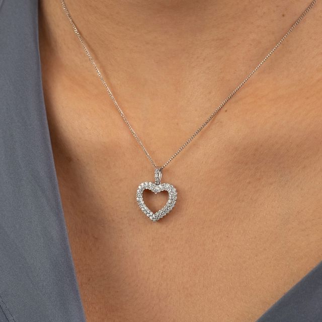 Heart Halo Earth Mined Diamond Pendant 0.50ct In White Gold