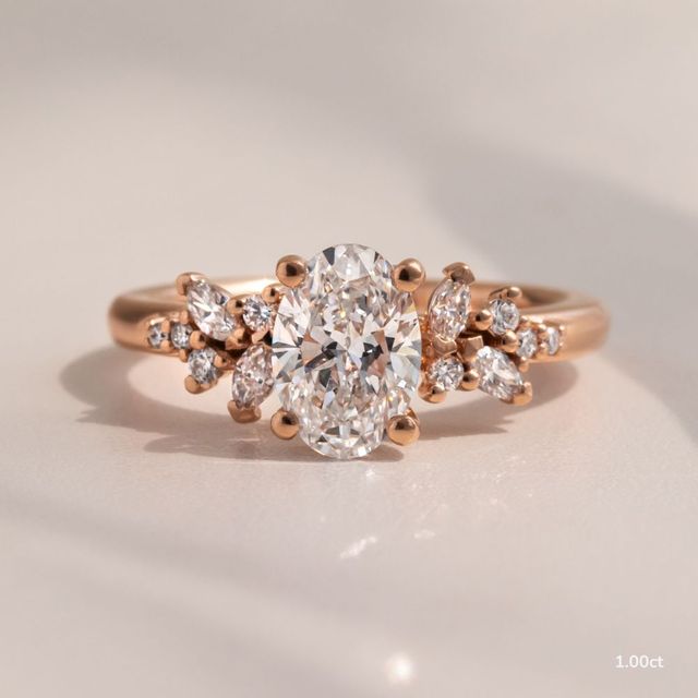 Sphinx Rose Gold Flower Engagement Ring