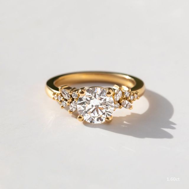 Sphinx Yellow Gold Flower Engagement Ring