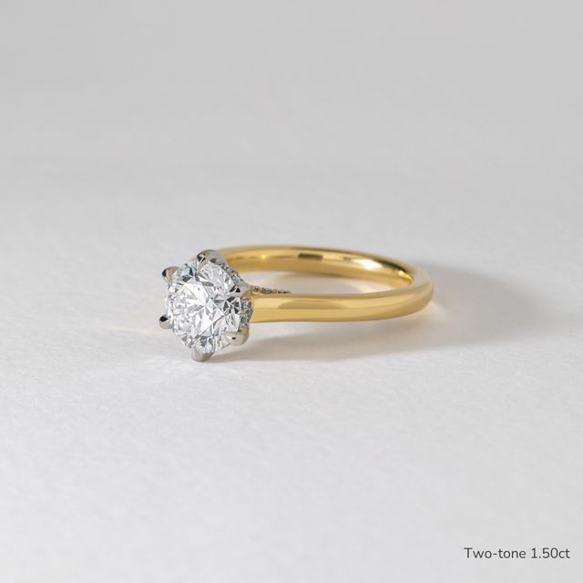 Diedra Yellow Gold Six Prong Hidden Halo Engagement Ring