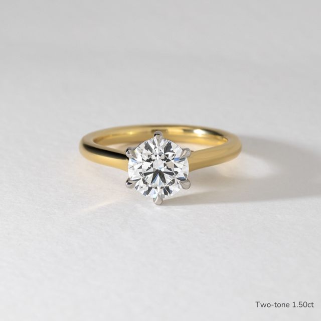 Diedra Yellow Gold Six Prong Hidden Halo Engagement Ring