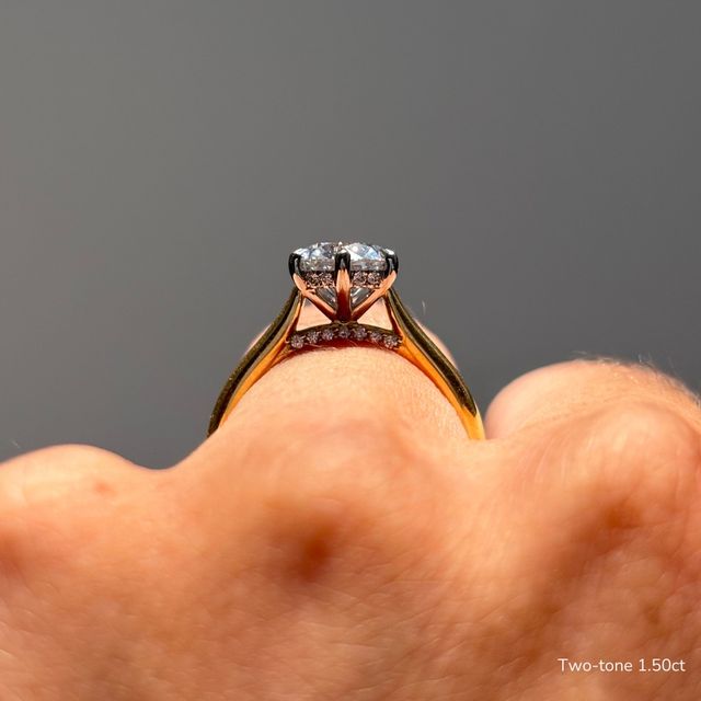 Diedra Yellow Gold Six Prong Hidden Halo Engagement Ring