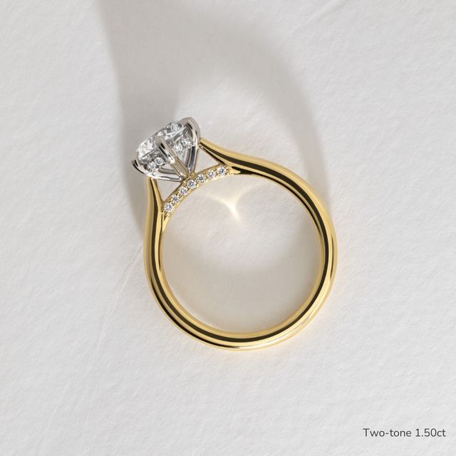 Diedra Yellow Gold Six Prong Hidden Halo Engagement Ring