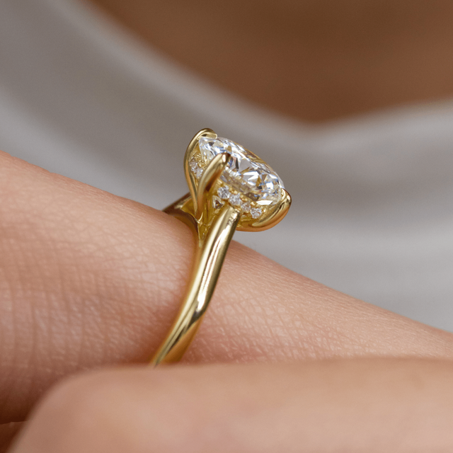 1.70ct Lab Grown Round Yellow Gold Geraldine Hidden Halo Engagement Ring