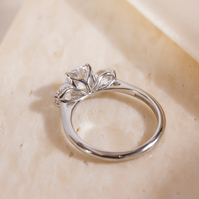 1.40ct Lab Grown Round Platinum Rohini Trilogy Engagement Ring