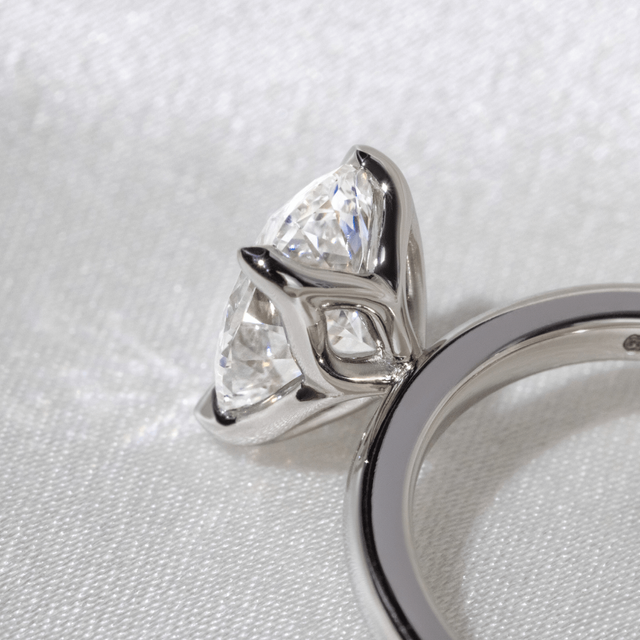 2 Carat Lab Grown Oval Cut Diamond Platinum Flower Solitaire Engagement Ring