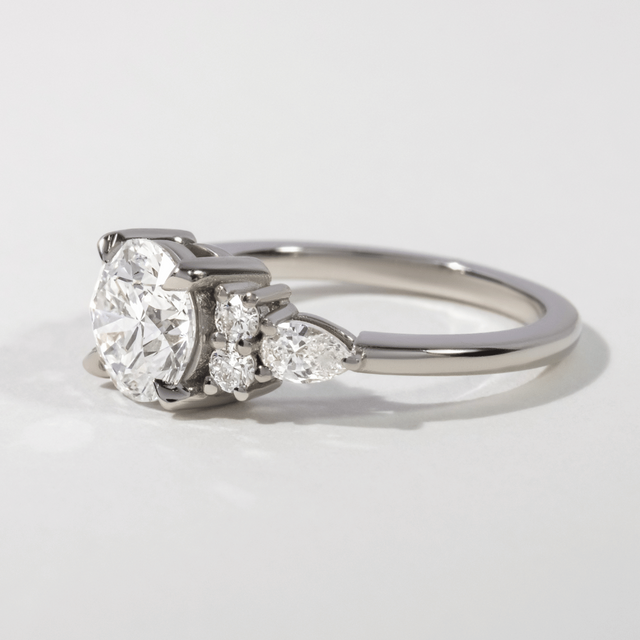 Lab Grown Round Platinum Nanami Trilogy Engagement Ring- 1.20ct