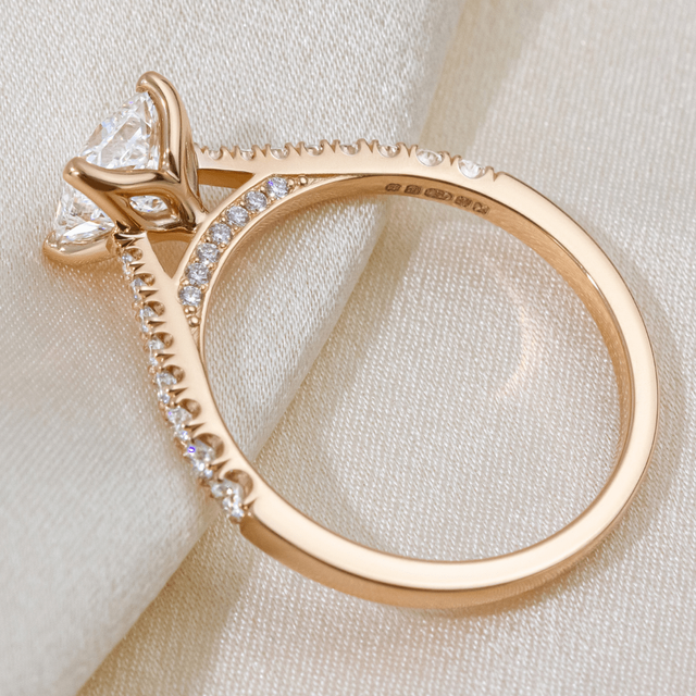 Kayla Rose Gold Flower Engagement Ring Princess Lab Diamond - 1.00ct
