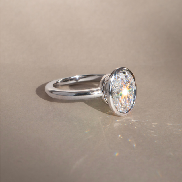 1.50ct Chloe Platinum Lab Grown Oval Bezel Engagement Ring