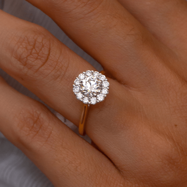 1.10ct Ava Round Lab Diamond Two Tone Halo Engagement Ring