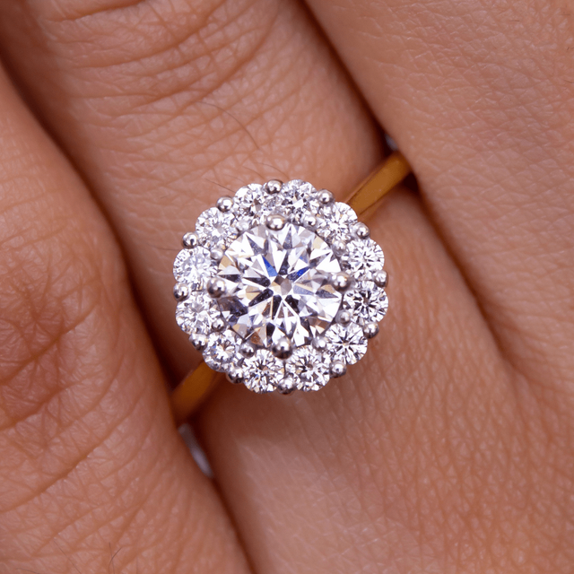 1.10ct Ava Round Lab Diamond Two Tone Halo Engagement Ring