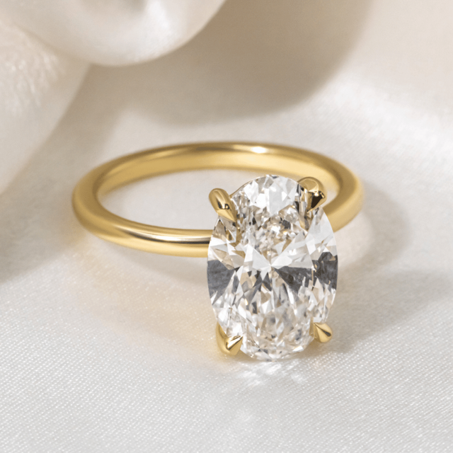 2.20ct Una Yellow Gold Solitaire Engagement Ring Oval Lab Diamond