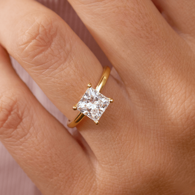 1.20ct Princess Yellow Gold Kate Hidden Halo Engagement Ring