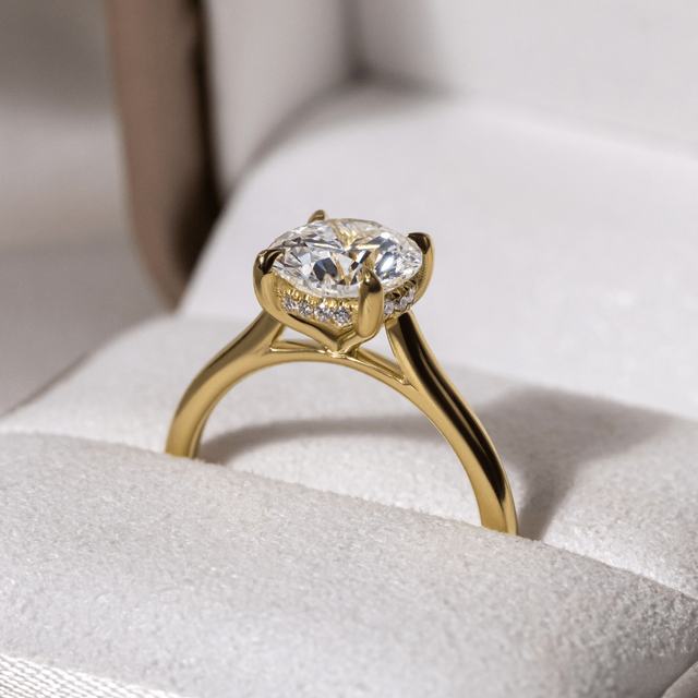 1.70ct Lab Grown Round Yellow Gold Geraldine Hidden Halo Engagement Ring