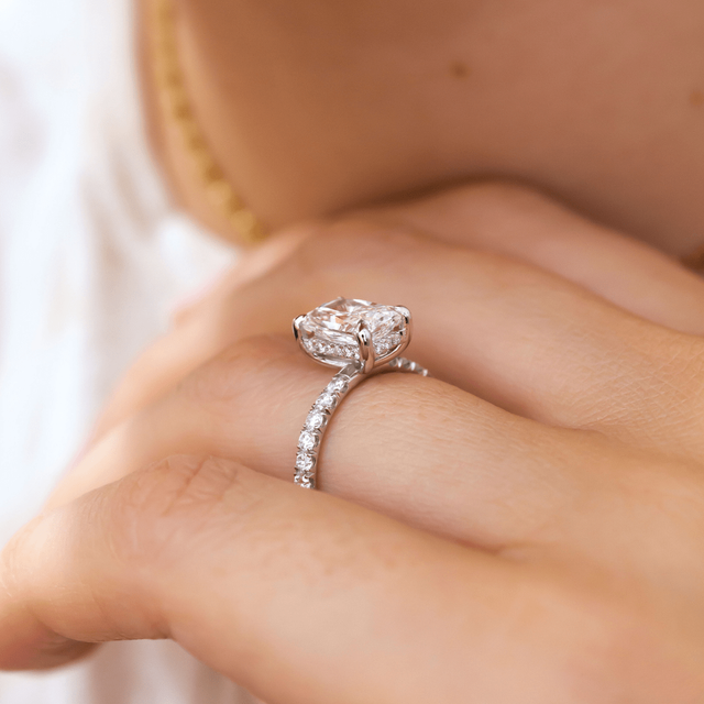 1.20ct Lab Grown Radiant Platinum Sadie Hidden Halo Engagement Ring