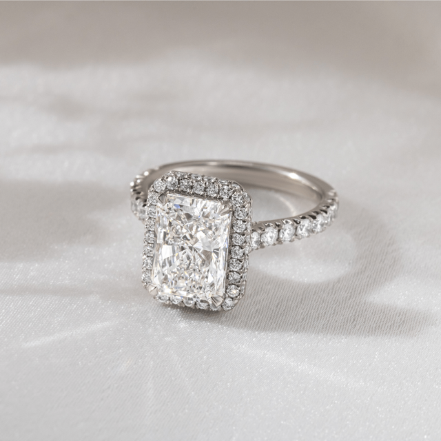 1.80ct Lab Grown Radiant Platinum Solara Halo Engagement Ring