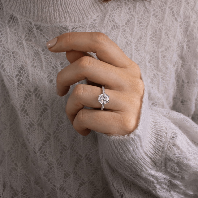 2.00ct Lucian Platinum Hidden Halo Engagement Ring Round Lab Diamond