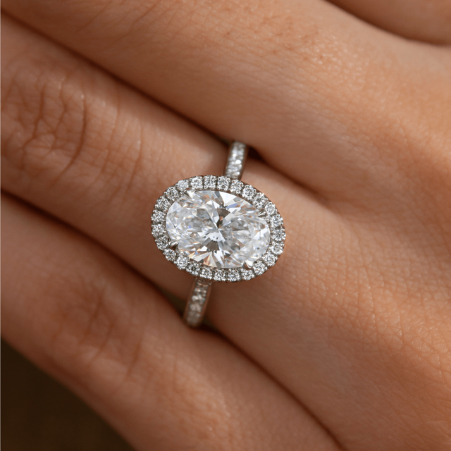 1.80ct Augusta Platinum Halo Engagement Ring Oval Lab Diamond