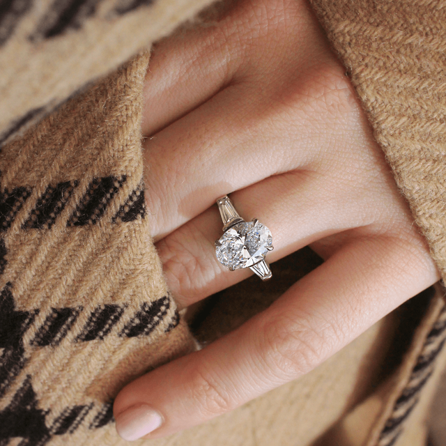 3.00ct Kenzo Platinum Trilogy Engagement Ring Oval Lab Diamond