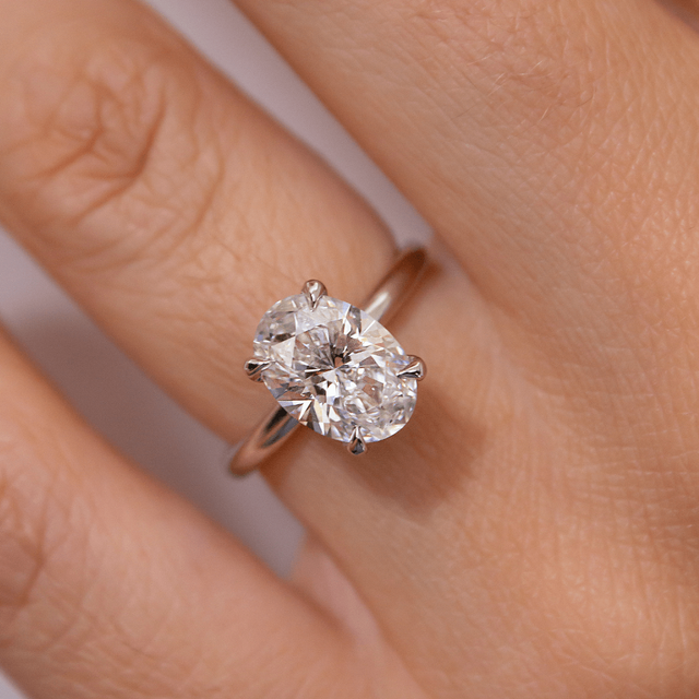 2.20ct Una Platinum Solitaire Engagement Ring Oval Lab Diamond