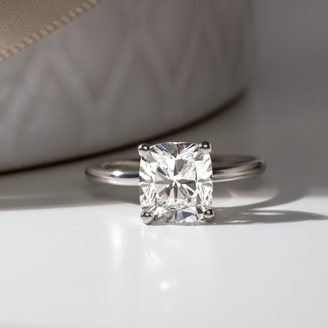 Platinum Solitaire Engagement Ring Cushion Lab Diamond, Chelsea  - 1.70ct