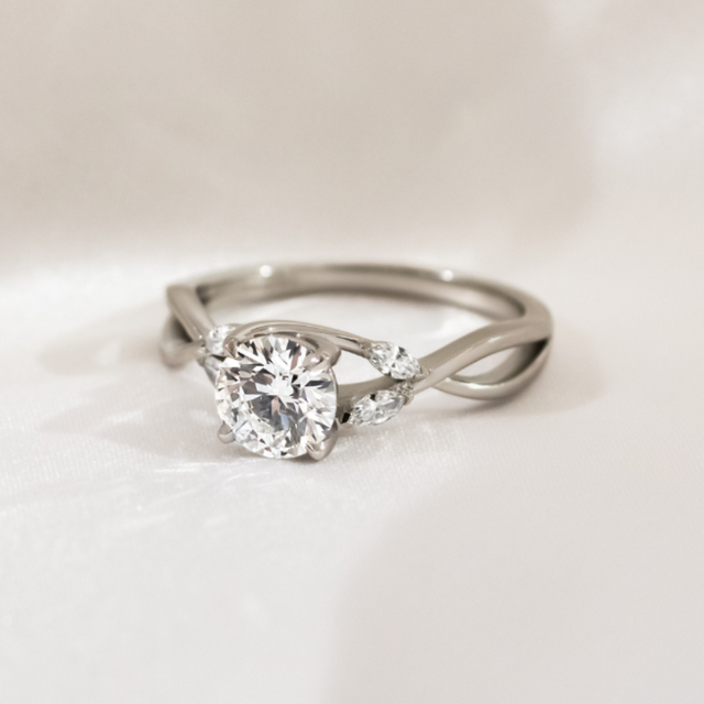 1.30ct Lab Grown Round Platinum Vina Twisted Unique Engagement Ring