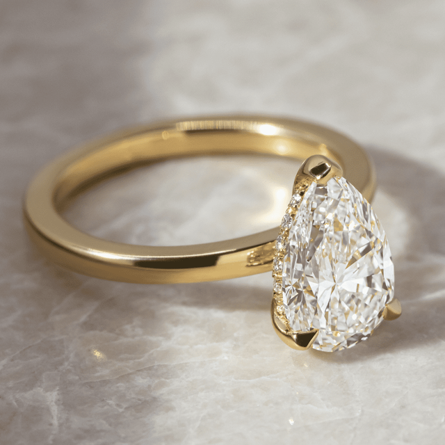 1.70ct Kate Yellow Gold Hidden Halo Pear Lab Diamond Engagement Ring
