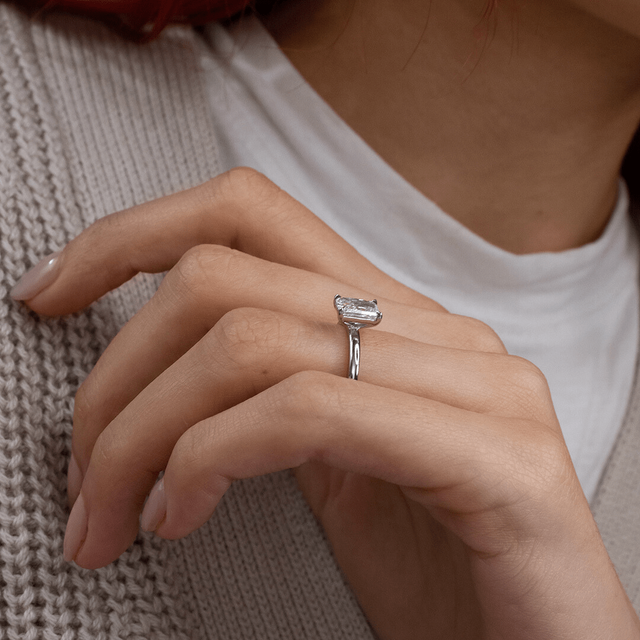 Lab Grown Radiant Platinum Una Solitaire Engagement Ring -1.00ct