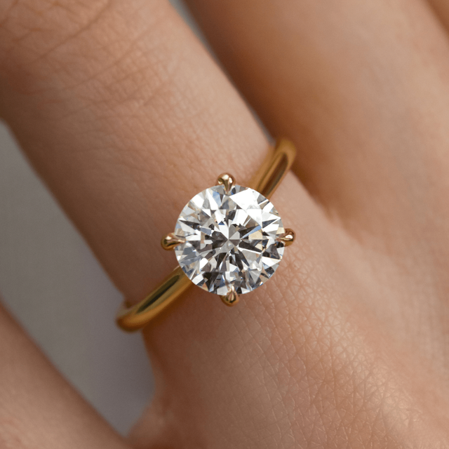 1.70ct Lab Grown Round Yellow Gold Geraldine Hidden Halo Engagement Ring