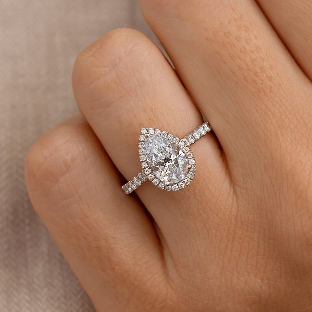 Maya Platinum Halo Engagement Ring Pear Diamond - 1.50ct